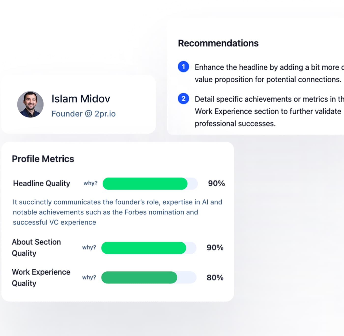 LinkedIn profile optimization checklist with AI-powered scoring