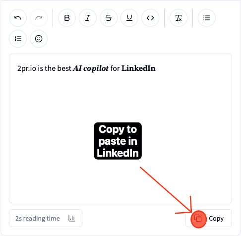 Copying formatted text to LinkedIn