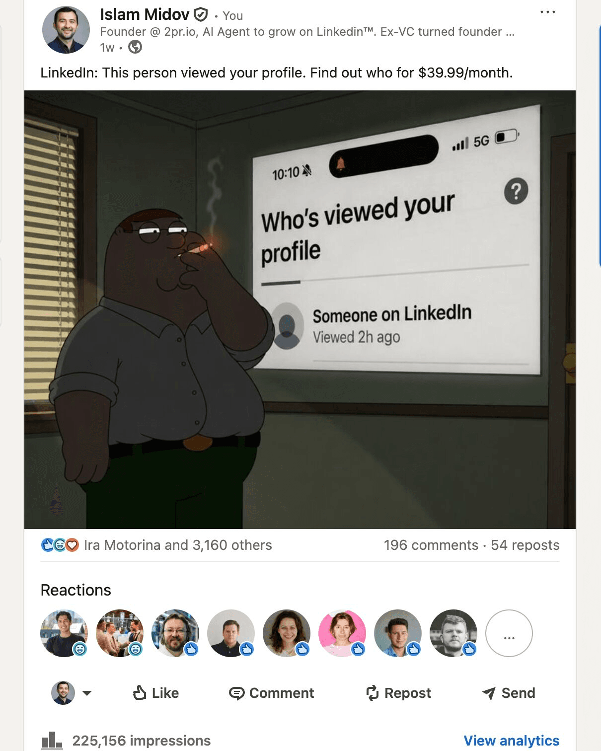 Scheduled LinkedIn post that went viral despite being posted Friday night from a third-party tool