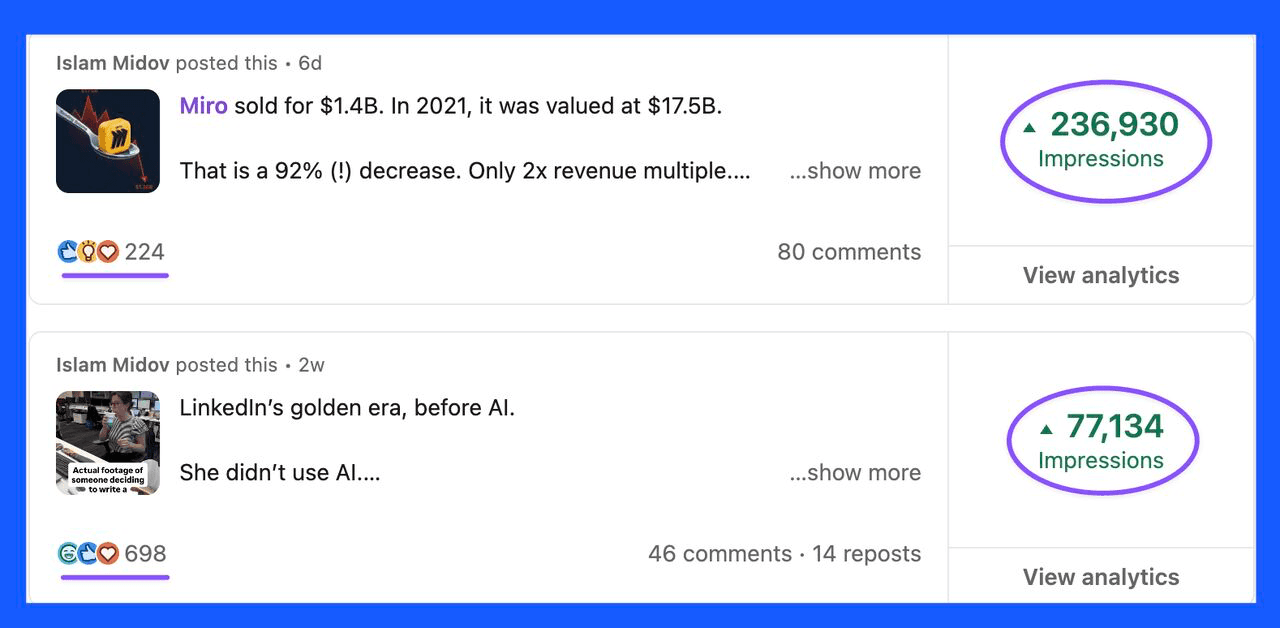 LinkedIn likes vs impressions - why likes are a weak signal of reach