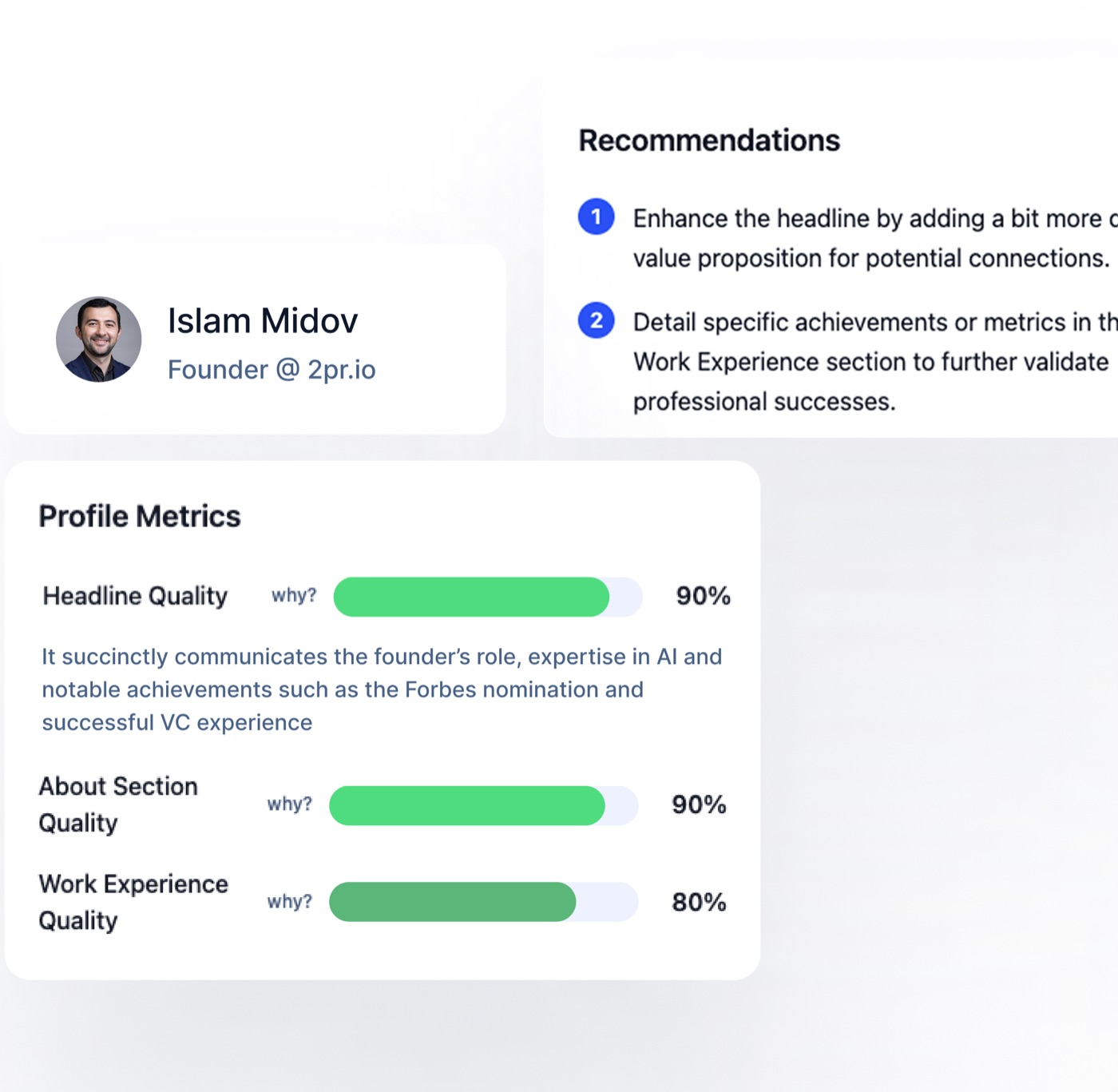 LinkedIn profile optimization checklist with AI-powered scoring