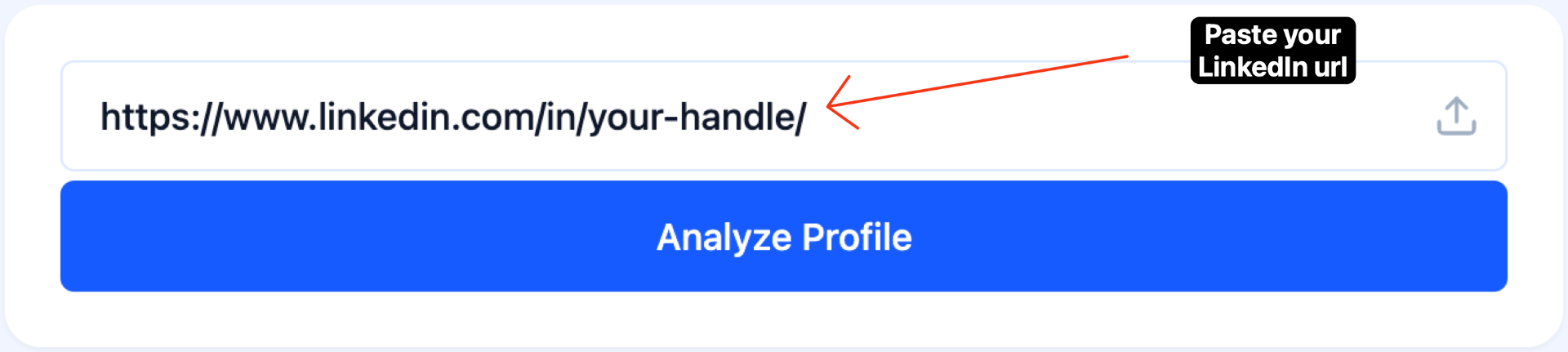 LinkedIn profile URL input field with example